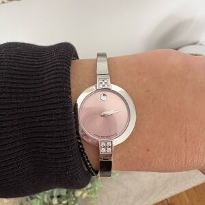 Movado Diamond watch with pink pearl accent